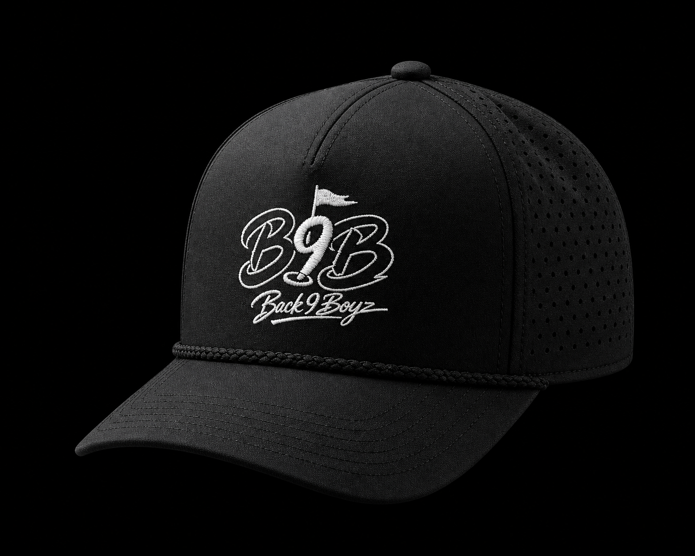 Back 9 Boyz Black & White Rope Golf Hat