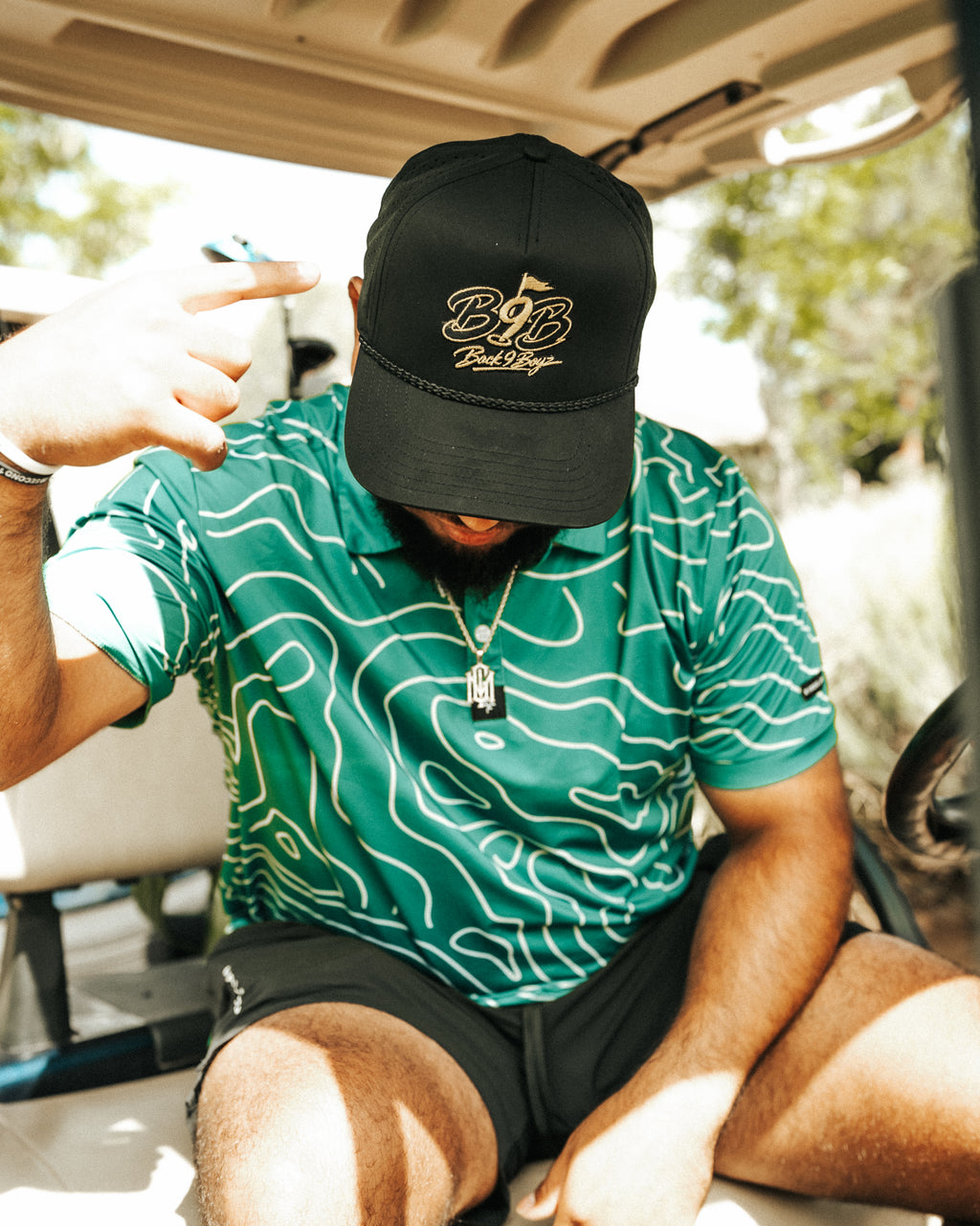 Back 9 Boyz Black & Gold Rope Golf Hat