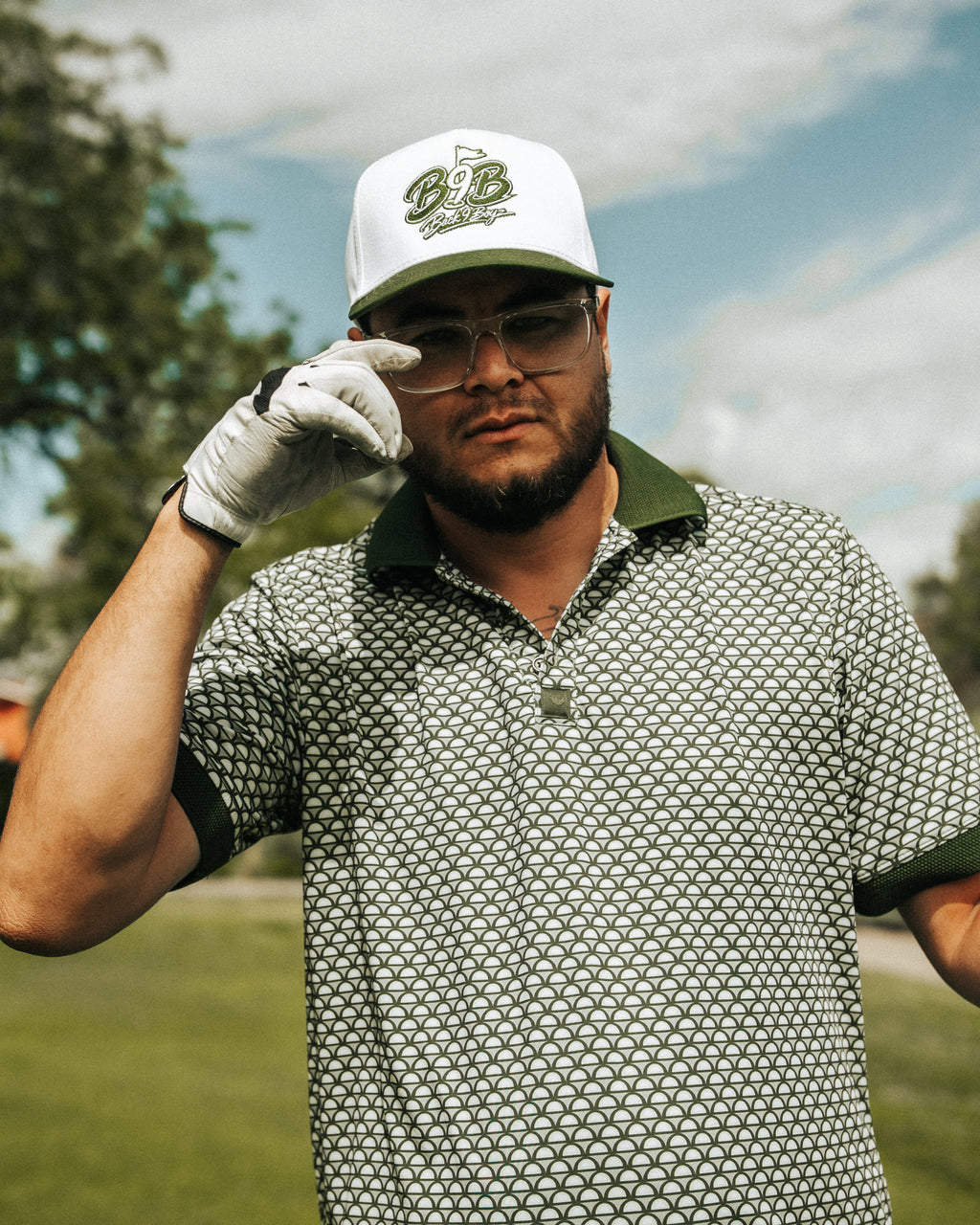 Back 9 Boyz White & Green Golf Hat